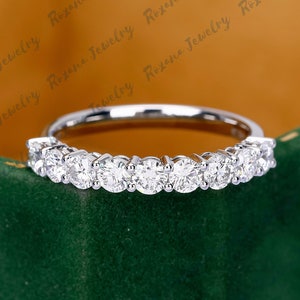 Round Cut Lab Grown Diamond Wedding Band Solid White Gold Moissanite Matching Band Stacking Band Bridal Ring Anniversary Gift for Women
