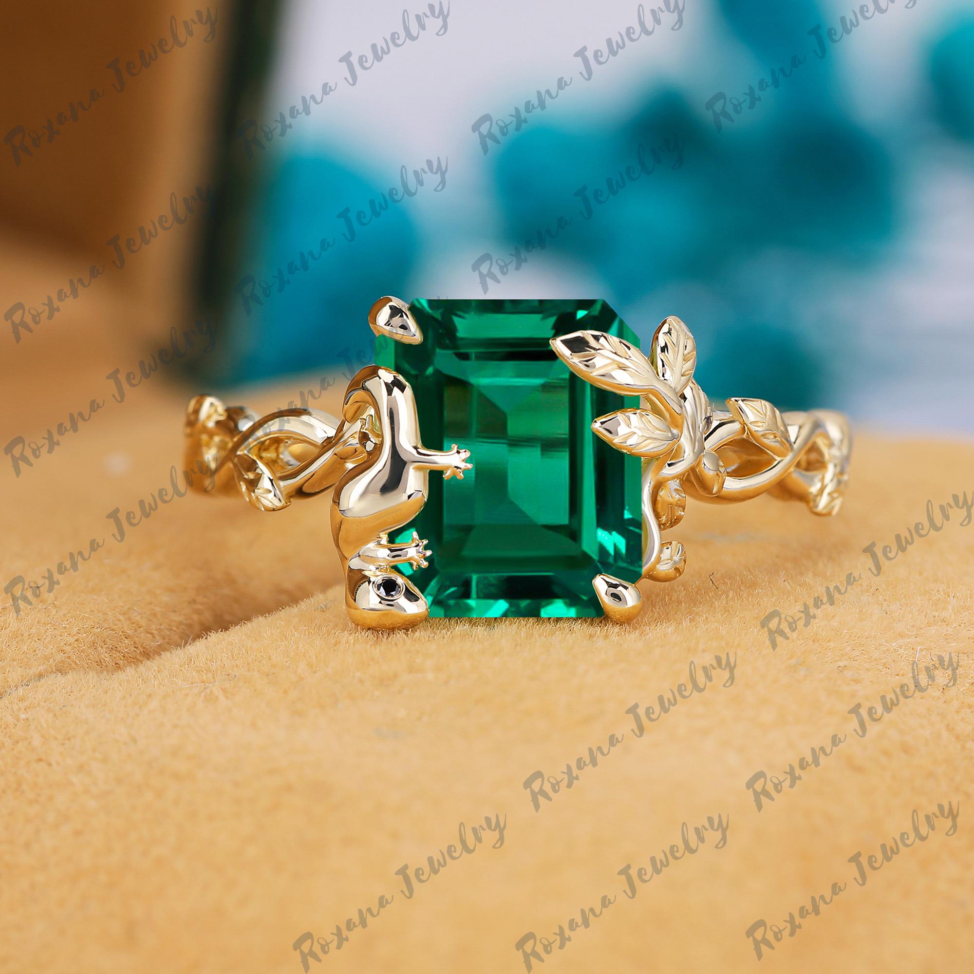 Emerald Green Twist Rose Golden Engagement Ring In Sterling Silver main image 1