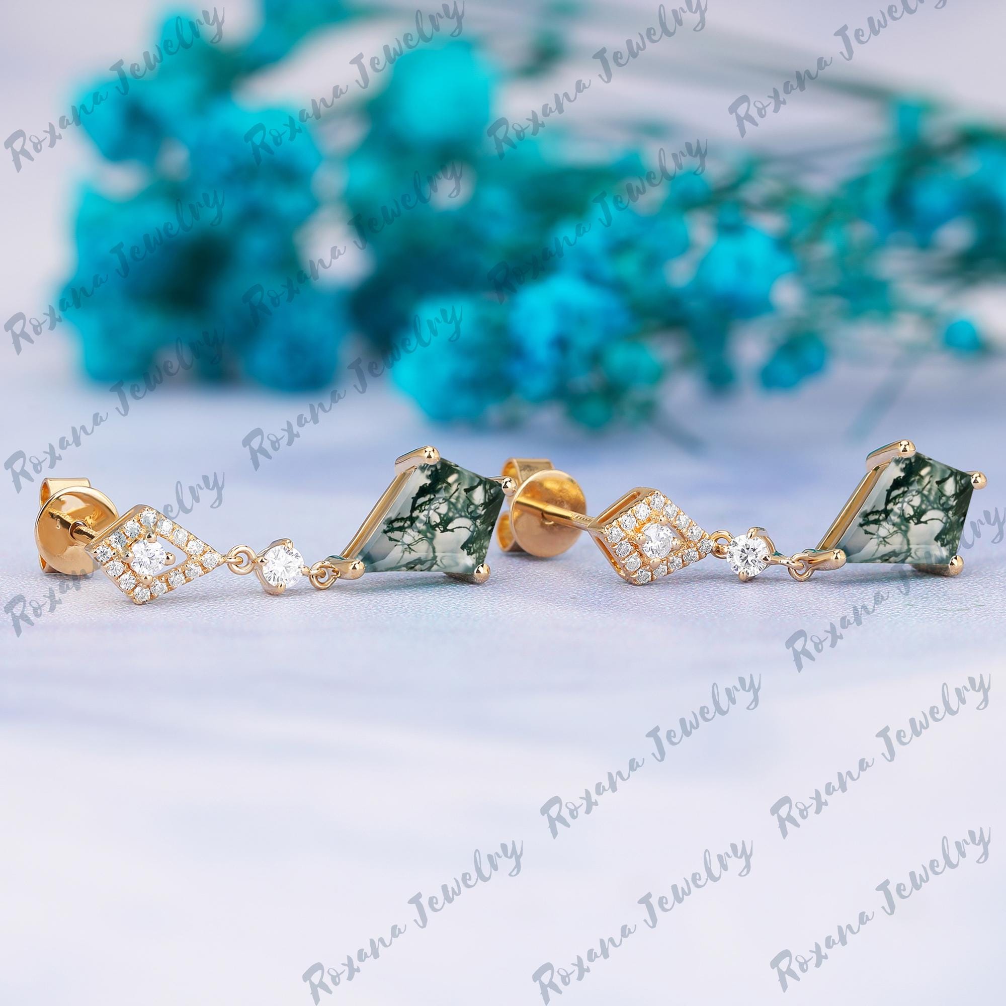 14kgfテルナテ島モスアゲートピアス/イヤリング 希少 ！14kgfテルナテ島モス入りアゲートドゥルージ－ピアス/イヤリング