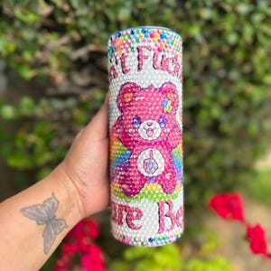 Care bear 20 oz rhinestone tumbler cup with straw