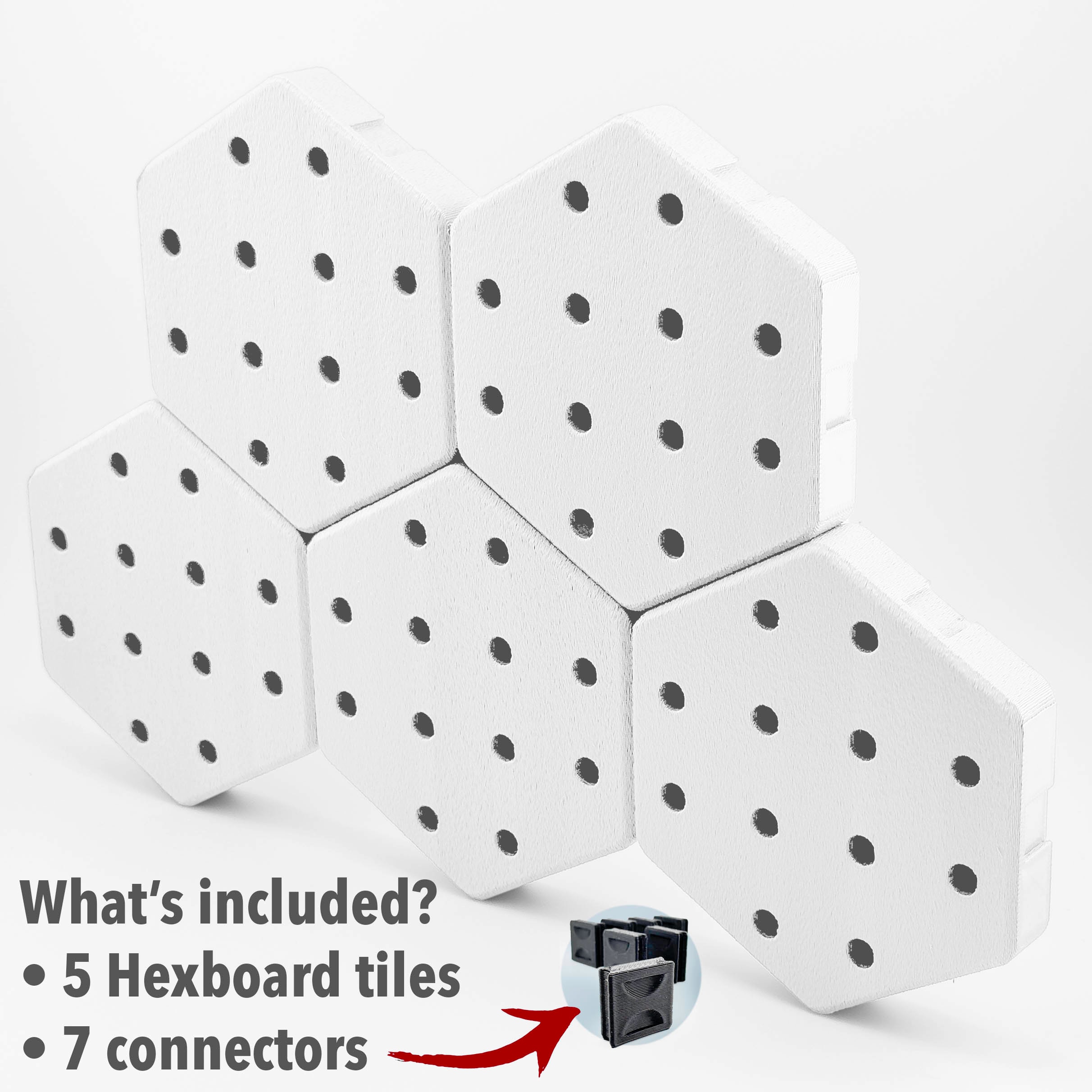 Hexagon Pegboard Tiles 4.5x4 Each, Pack of 5, Normalsized Pegboard