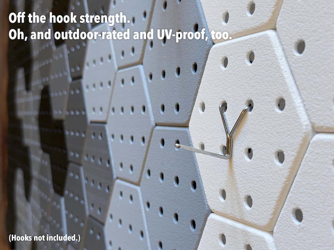 Hexagon Pegboard Tiles 4.5x4 Each, Pack of 5, Normalsized Pegboard