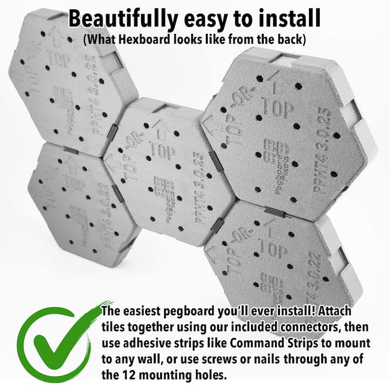 Hexagon Pegboard Tiles 4.5x4 Each, Pack of 5, Normalsized Pegboard