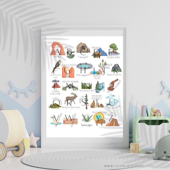 National park ABCs, ABC poster, Children's poster