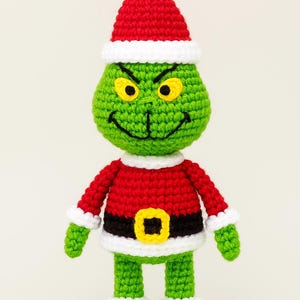 Amigurumi Grinch Crochet Pattern PDF – Christmas Santa Doll, Holiday Amigurumi Toy, Digital Download