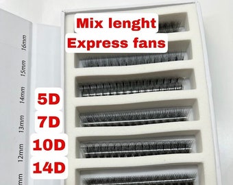 Express fans mix lenght Premade fans   lenght 8mm-16mm , 15-22mm   promade fans handmade fans  eyelash fans Volume Fans Curl C CC D