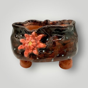 Ann9 : Handmade mini ceramic round planter, 3D design indoor outdoor pot, succulent cactus bonsai caudex pot, gift for plant lovers