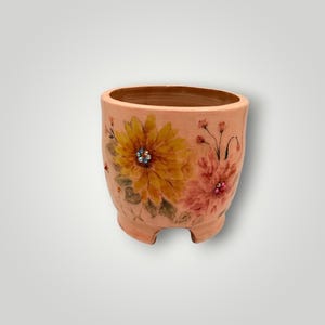 ANN 90 Hand-Painted Sparkling Floral Planter | Korean Ceramic Pot with Cubic Zirconia 3.5"X3.5"