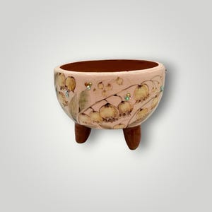 ANN 91 Hand-Painted Sparkling Floral Planter | Korean Ceramic Pot with Cubic Zirconia 4"X3.25"