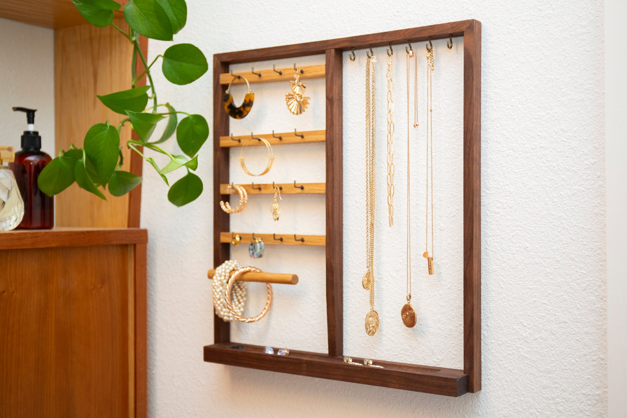 Wood Bracelet Holder Wall Hanging Display, Jewelry Organizer Gift