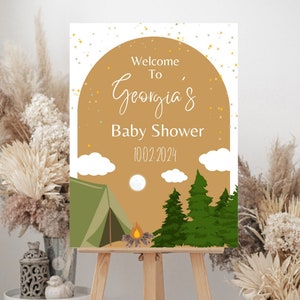Camping Baby Shower Welcome Sign, Camping Baby Shower Bundle, Camping Theme, Adventure Camping Baby Shower, A Little Camper is on the way