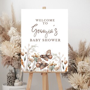 Baby In Bloom Baby Shower Welcome Sign, Digital File, Baby Shower Decor, Wildflower Baby Shower Sign, Wildflower Welcome Sign, Butterfly
