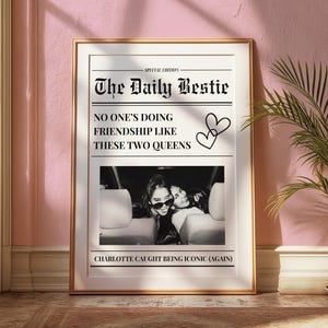 Custom Newspaper Print, Custom Friendship Wall Art, College Dorm, Gift for Friend, Best Friend Gift, Custom Gift, Modern Girly Room Decor