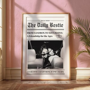 Custom Newspaper Print, Custom Friendship Wall Art, College Dorm, Gift for Friend, Best Friend Gift, Custom Gift, Modern Girly Room Decor