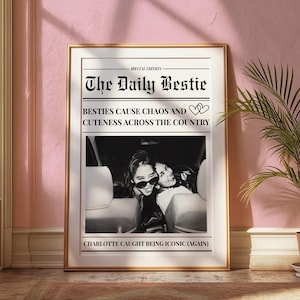 Custom Newspaper Print, Custom Friendship Wall Art, College Dorm, Gift for Friend, Best Friend Gift, Custom Gift, Modern Girly Room Decor