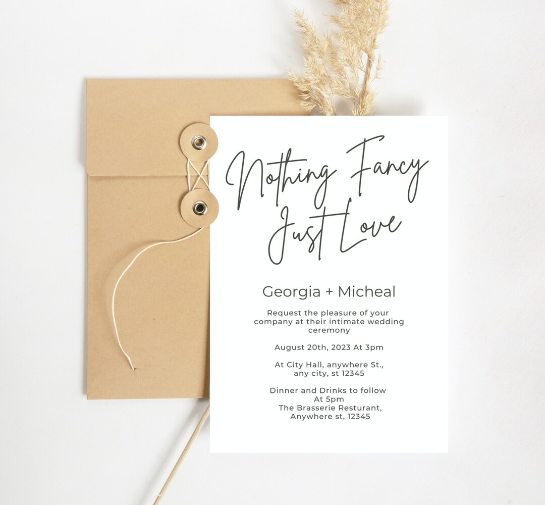 Courthouse Wedding Invitation, Intimate Wedding, Micro Wedding, Just