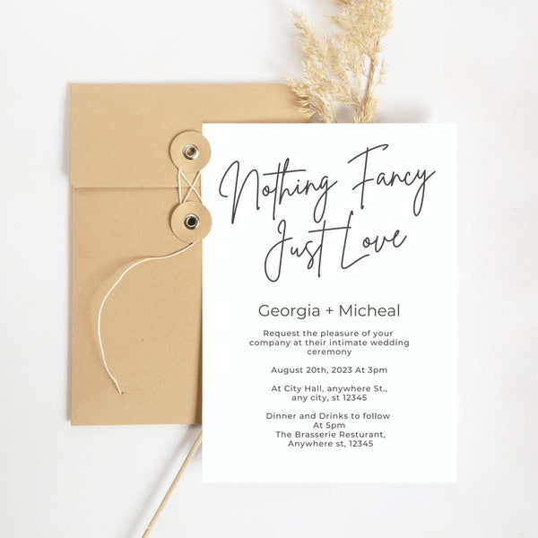 Courthouse Wedding Invitation, Intimate Wedding, Micro Wedding, Just Love, Downloadable, Printable Invitation, Editable Inexpensive Wedding