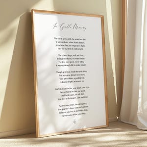 Poem for Funeral, Celebration of Life, Funeral Favor Sign, Memorial Service Keepsake, Funeral Poster, In Gentle Memory Sign,Instant Download