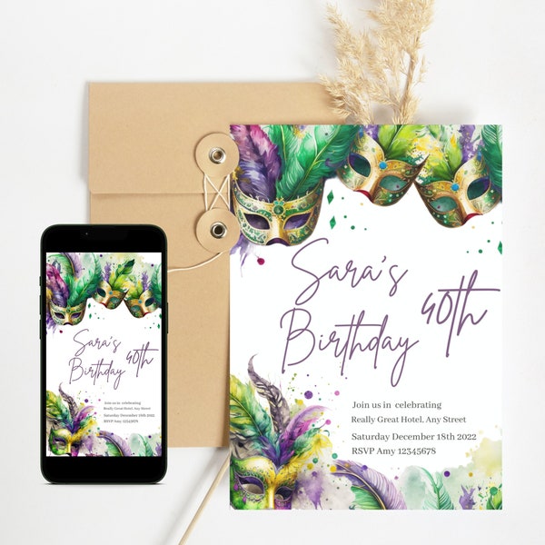 free editable mardi gras invitation template