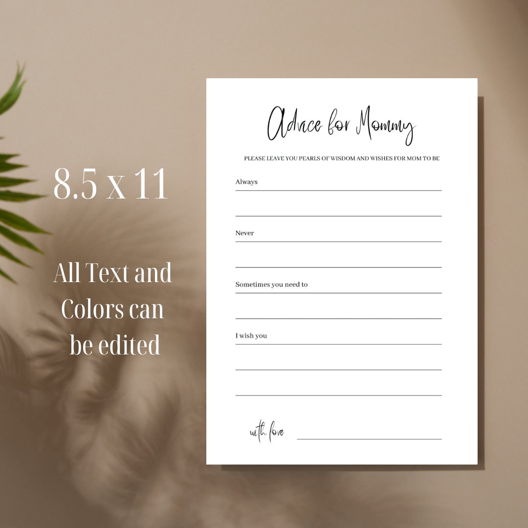 Mom Advice Baby Shower Printables