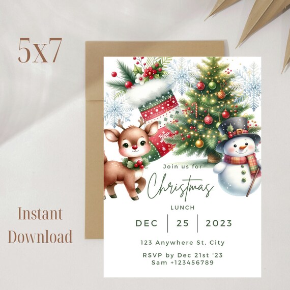 Invitación Al Almuerzo De Vacaciones De Navidad Holiday Lunch Invite