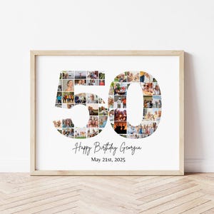 Editable 50th Birthday Photo Collage Template (Digital Download)