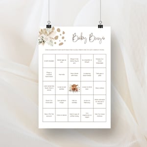 Highland Cow Baby Shower Bingo, Baby Shower Game Printable, Baby Bingo Printable, Baby Bingo Template, Editable Template, Baby Shower Trivia