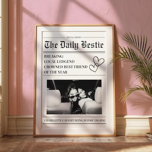 Custom Newspaper Print, Custom Friendship Wall Art, College Dorm, Gift for Friend, Best Friend Gift, Custom Gift, Modern Girly Room Decor