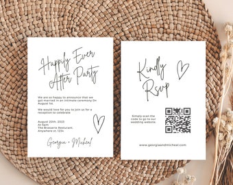 Wedding Invitations for Reception Only, Courthouse Wedding, Micro Wedding, Simple Wedding, Handwritten Wedding Invites, RSVP With Qr Code