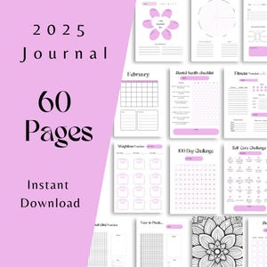 Printable journal pages trackers, Planner page printable journal, a5 planner inserts, 2025 journal bundle, Year in pixels, Anxiety tracker