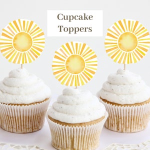 Sunshine Baby Shower Cupcake Toppers,Here Comes Son Cupcake Toppers, Cupcake Toppers Sunshine,Instant Download,Sunshine Cupcake Toppers, SS1