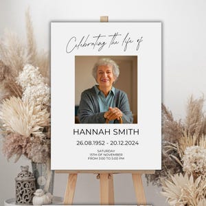 Funeral Memorial Sign, Celebration of Life, In Loving Memory Sign, Funeral Welcome Sign, Memorial Sign, Editable Template printable sign
