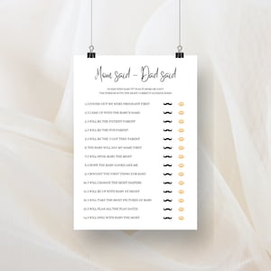 Chi l'ha detto mamma o papà, Gioco di mamma o papà, Mamma o papà Indovina chi gioco, Indovina chi l'ha detto, Baby Shower Gioco Minimalista, EG1