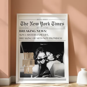 Custom Newspaper Print, Custom Friendship Wall Art, College Dorm, Gift for Friend, Best Friend Gift, Custom Gift, Modern Girly Room Decor