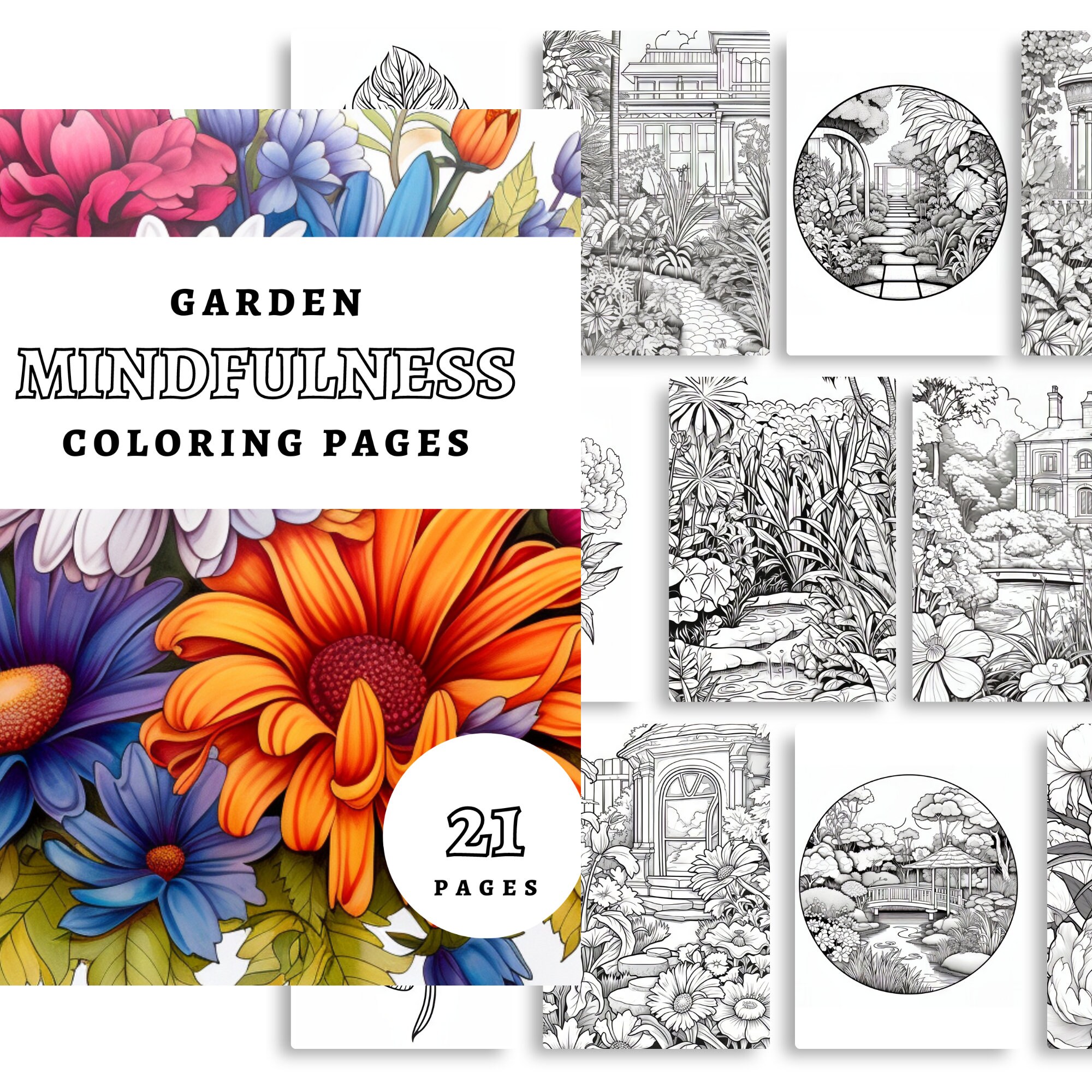 Scenery Coloring Pages for Adults Printable Coloring Book - Etsy