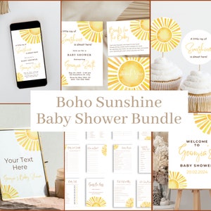 Welcome To Baby Shower Sun, Sun Baby Shower Evite,Boho Sun Baby Shower Games, Sun Baby Shower Bundle,Ray Of Sunshine Baby Shower Decorations