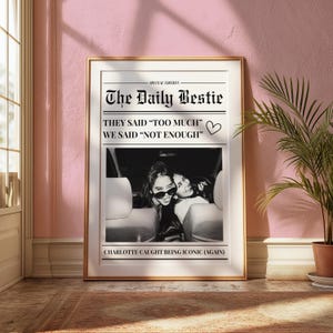 Custom Newspaper Print, Custom Friendship Wall Art, College Dorm, Gift for Friend, Best Friend Gift, Custom Gift, Modern Girly Room Decor