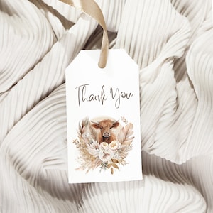 Highland Cow Thank You Tags, Highland Cow Baby Shower, Cow Baby Shower Decorations Boy, Highland, Gender Neutral, Cow Favor Tags, BH1