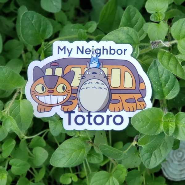 Totoro and Cat bus, My Neighbor Totoro, Studio Ghibli film, Waterproof Vinyl, Cute sticker, Hayao Miyazaki, Anime art, Fantasy