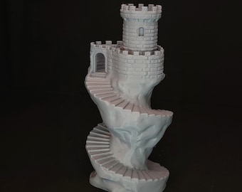 3D Printed Spiral Castle Tower - Display Stand (Specialty Colors)