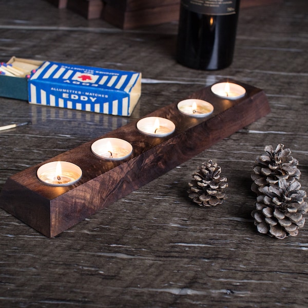 Wood Tea Light Candle Holder Etsy