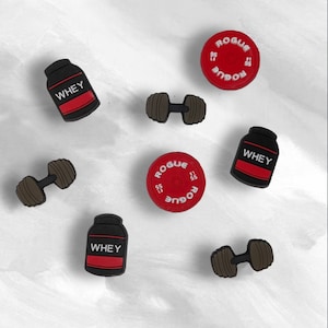 NEW Gym Kit Crocs Charms!!! PROTEIN- Weight Bell- Rougue
