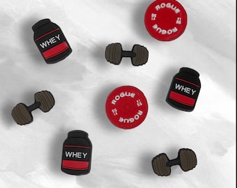 NEW Gym Kit Crocs Charms!!! PROTEIN- Weight Bell- Rougue