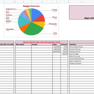 Wedding Budget Spreadsheet | All in one! Budget and Payments Tracking | Automatic Tracking! | Google Sheets Compatible!