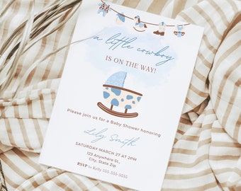 Editable Cowboy Baby Shower Invitation, Western Theme (Digital Download)
