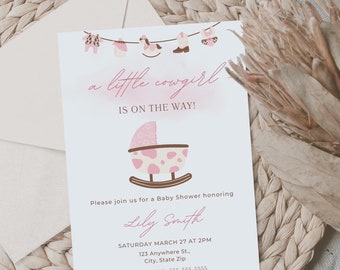 Cowgirl Baby Shower Invitation | Western Theme, Editable (Digital Download)