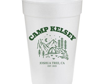 Camp Bachelorette Party Cups | Personalized 20oz Styrofoam, Set of 10