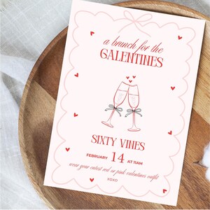 Galentine's Brunch Invitation Template | Editable Digital Invite | Instant Download | Valentine’s Day Party | Girls Day Out|Printable Invite