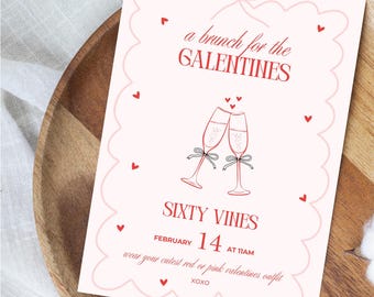 Editable Galentine's Brunch Invitation | Valentine’s Party (Digital Download)