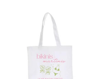 BIKINIS And MARTINIS BACHELORETTE, Personalized Bachelorette Tote Bag, Bachelorette Party Favors, Custom Bachelorette Bag, Bridal Party Gift